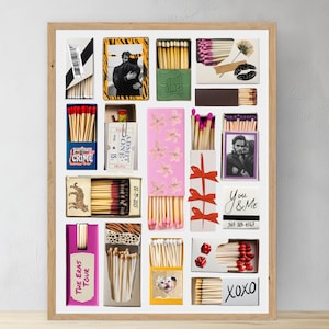 Poster d&#39;allumettes modifiable sur toile | Impression de pochettes d&#39;allumettes vierges | Téléchargement numérique | Thème rose neutre | Art mural imprimable minimaliste