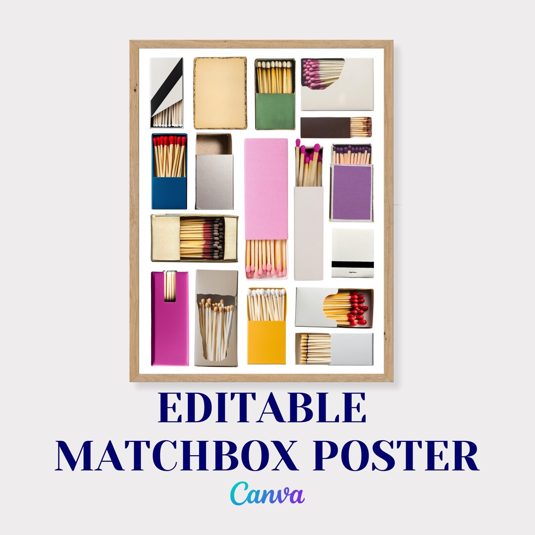 Vintage Matchbox Poster Editable Canva Template Retro Matchbox Art ...