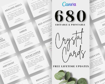 680 Printable Crystal Information Cards, Crystal Meaning Cards, Printable Gemstone Cards, Crystal Instagram, Crystal Canva, Crystal Download