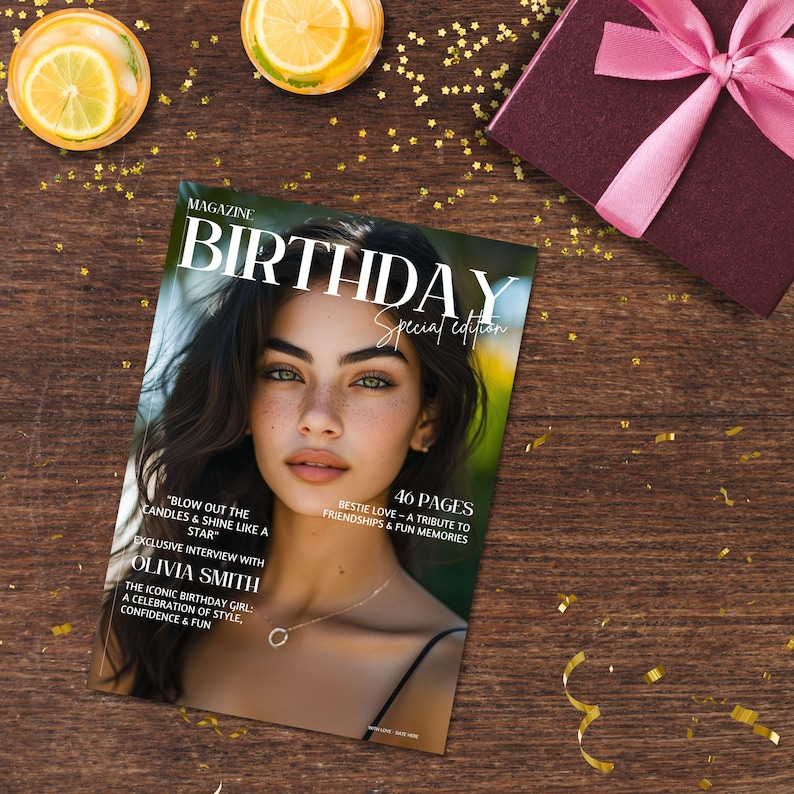 Vogue Birthday Magazine Template Canva, 46 Editable Pages Vogue ...