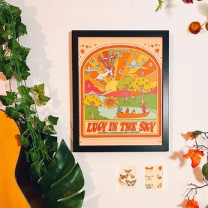 Lucy In The Sky Print - 60s Beatles inspired Poster/Print, Artwork by yours truly Size 11” x 14”