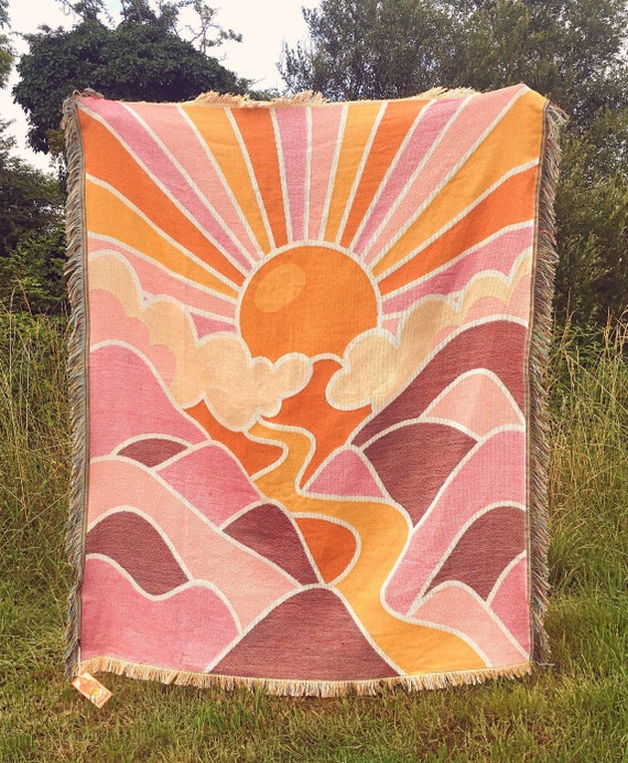 Pink woven throw sale