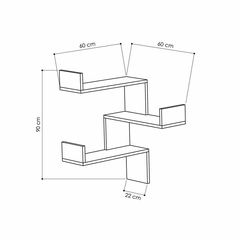 Luksa Corner Bookcase Wall Mounted Stylish Floating Shelf Etsy