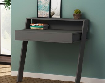 study table for home Home Office Desk with Drawer Small Floating Office Table for Study, Work, Lapting, Writing, Workstation Dark Grey