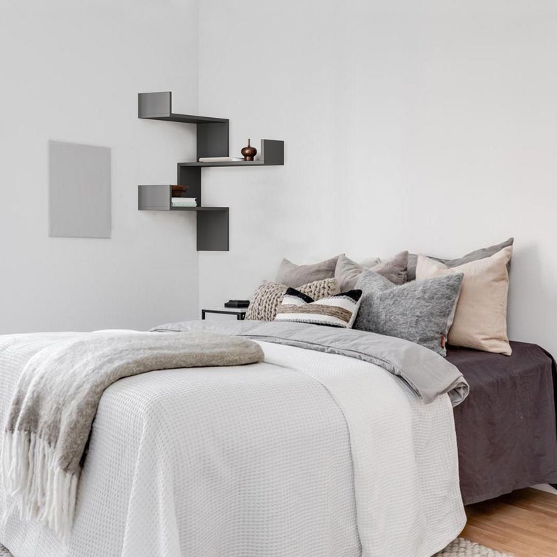 Luksa Corner Bookcase Wall Mounted Stylish Floating Shelf Etsy Canada