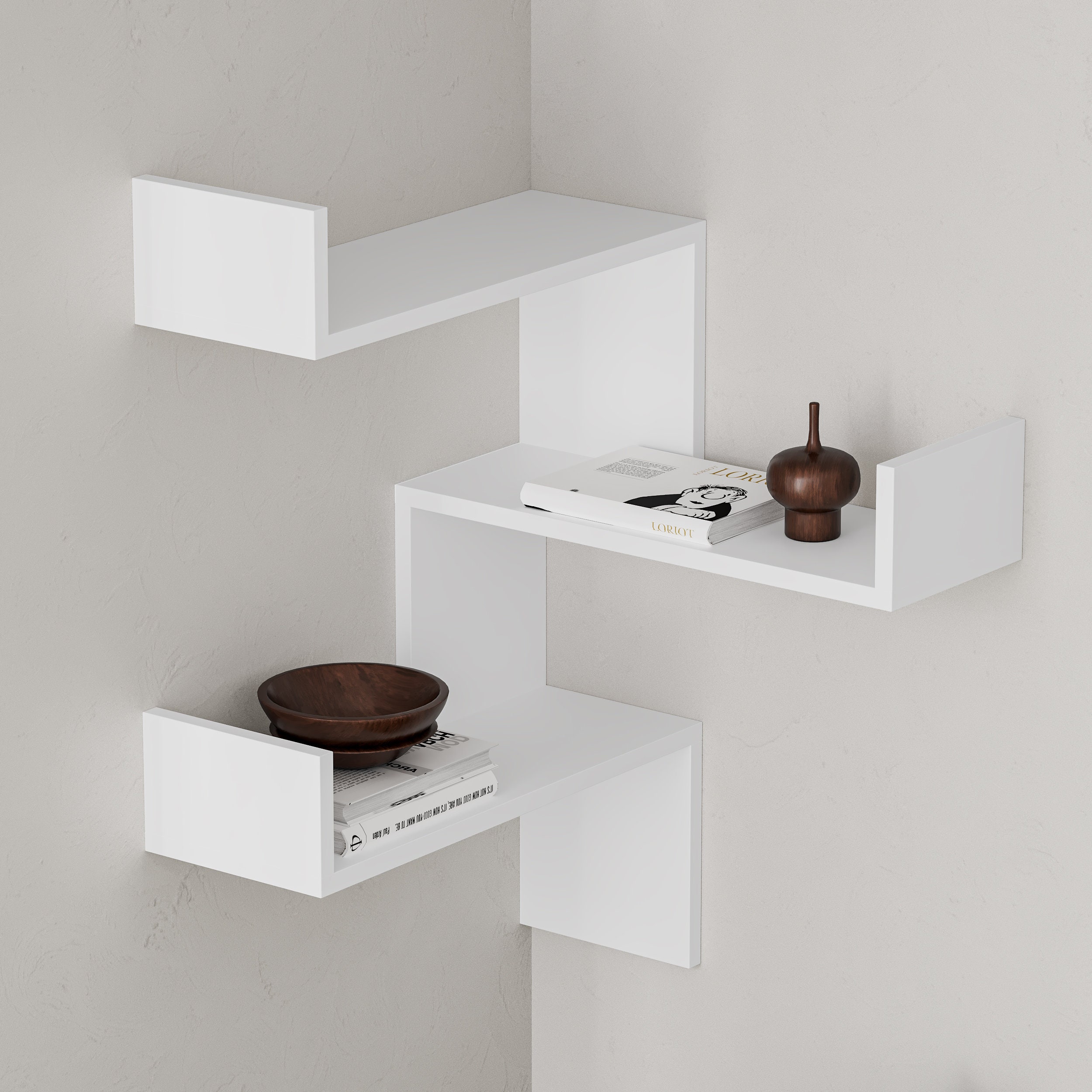 Home & Living Shelving Luksa Corner Bookcase Wall Mounted Stylish