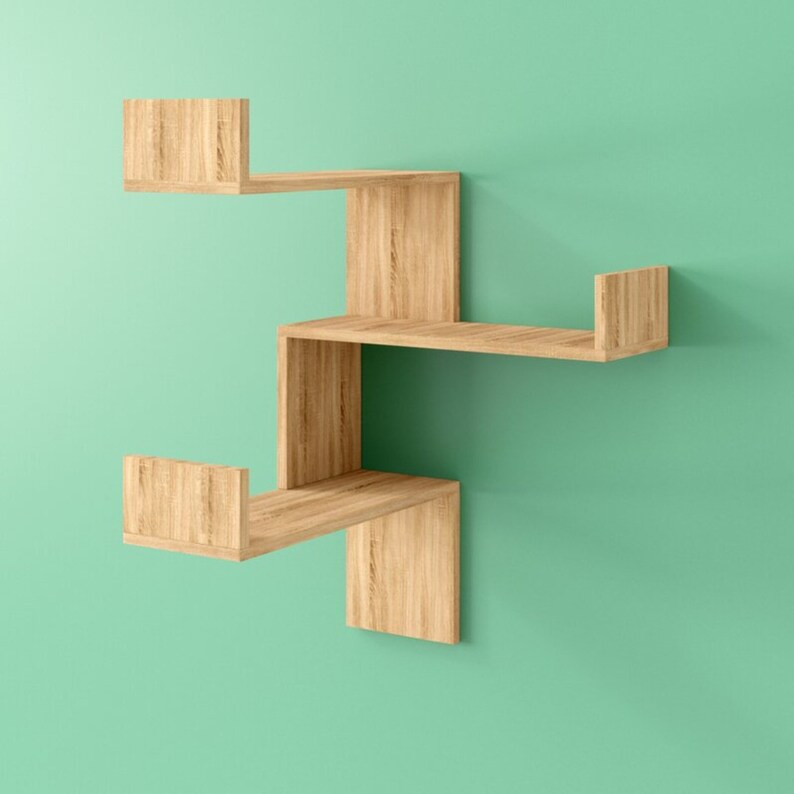 Luksa Corner Bookcase Wall Mounted Stylish Floating Shelf Etsy UK