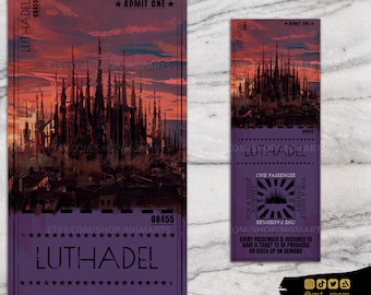 TICKET/BOOKMARK - Luthadel - Unofficial fan art illustrating Luthadel. From Mistborn by Brandon Sanderson.