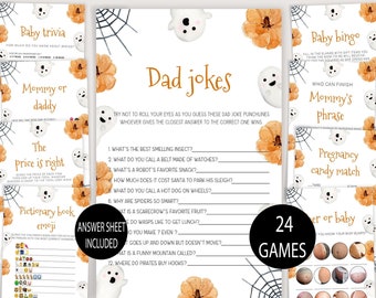 A Little Boo Baby Shower Game Bundle, Gender Neutral Halloween Baby Shower Game Pack, Ghost Halloween Baby Shower Games,Halloween Template