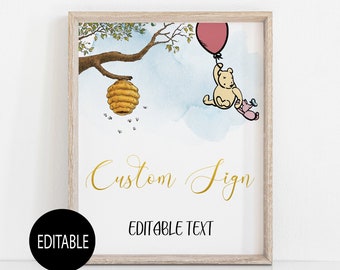 Winnie the pooh Sign,Baby Shower Sign,Editable Sign,Custom Sign,Instant download