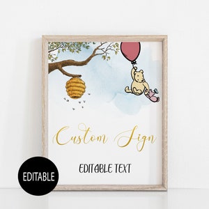 Winnie the pooh Sign,Baby Shower Sign,Editable Sign,Custom Sign,Instant download