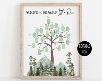 Baby Shower Guestbook Sign,Forest Baby Shower Guestbook,Fingerprint Tree Guestbook Sign,Adventure awaits Baby Shower Printable,Guestbook