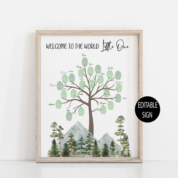 Baby Shower Guestbook Sign,Forest Baby Shower Guestbook,Fingerprint Tree Guestbook Sign,Adventure awaits Baby Shower Printable,Guestbook