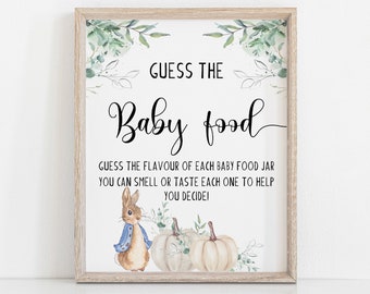 Funny Baby Shower Game,Guess the Baby Food Game,Baby Shower Sign,Funny Shower Activity,Peter rabbit Baby Shower Sign,Instant download