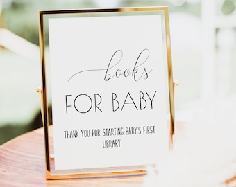 Books for Baby Sign,Modern Baby Shower Sign,Printable Sign,Minimalist and Simple Baby Shower Sign,Digital download