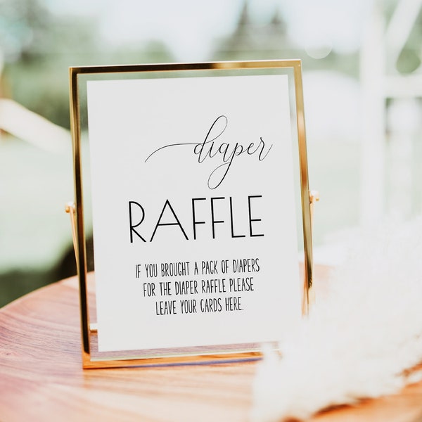 Diaper Raffle Sign,Modern Baby Shower Sign,Printable Sign,Simple and Minimalist Design,Sign and Card Included,Baby Shower Decor