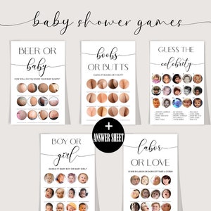 Funny Baby Shower Games,Funny Baby Shower Bundle,Modern Baby Shower Package, 5 Games Included,Printable Baby Shower Cards,Instant download