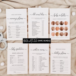 Modern Baby Shower Games,Minimalist Baby Shower Game Bundle, Funny Baby Shower Avtivity,Editable Baby Shower Bundle,Answer sheet Included