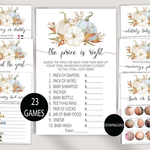 Baby Shower Games,A Little Pumpkin Baby Shower,Autumn Baby Shower Bundle,Printable Fall Baby Shower Games,Candy match Games,Book Emoji Game