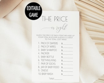 The price is right Game,Modern Baby Shower Game,Editable Game,Minimalist and Simple Baby Shower,Gender neutral Baby Shower Games