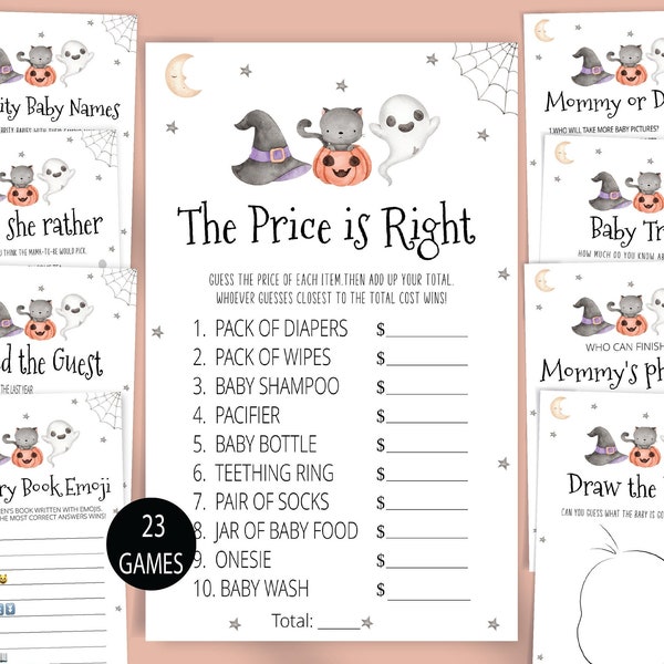 Un paquete de juegos de baby shower Little Boo, paquete de juegos de baby shower de Halloween de género neutro, juegos de baby shower de Halloween fantasma, plantilla de Halloween