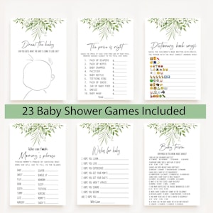 Eucalyptus Baby Shower Game,Printable Baby Shower Game Bundle,Greenery Baby Shower Games,Printable Game Bundle,23 Games Included