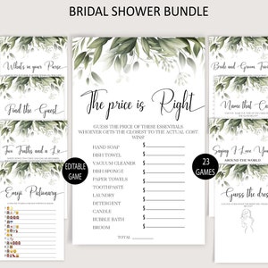 Greenery Bridal Shower Games,Botanical Bridal Shower Game Bundle,Editable Bridal Shower Bundle,Instant download,Find the Guest,Emoji Games