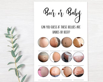 Beer or Baby Belly Baby Shower Game: Minimalist Printable (PDF)