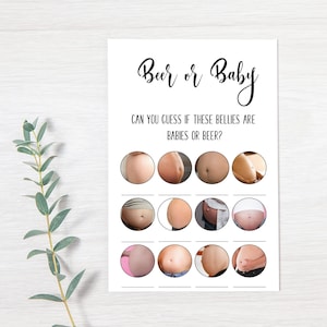 Beer or Baby Belly Funny Baby Shower Game,Minimalist Baby Shower Game,Printable Game,Funny Baby Shower Activity