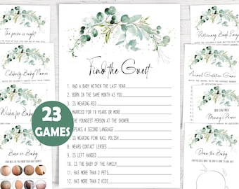 Eucalyptus Baby Shower Game,Greenery Baby Shower Game Bundle,23 Baby Shower Games Included,Printable Game Package,Instant download