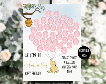 Winnie the Pooh Guestbook Sign,Welcome Sign,Baby Shower Guestbook,Sign a Ballon,Winnie the Pooh Baby Shower,Baby Shower Welcome Sign