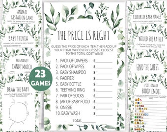 Eucalyptus Baby Shower Game,Greenery Baby Shower Game Bundle,23 Baby Shower Games Included,Printable Game Package,Instant download