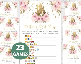 Girl Baby Shower Bundle,Princess Baby Shower Games,Floral Baby Shower Game Package,23 Printable Games Included