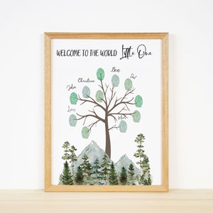 Baby Shower Guestbook Sign,Forest Baby Shower Guestbook,Fingerprint Tree Guestbook Sign,Adventure awaits Baby Shower Printable,Guestbook