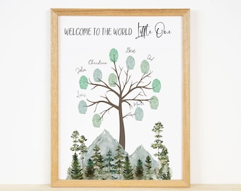 Baby Shower Guestbook Sign,Forest Baby Shower Guestbook,Fingerprint Tree Guestbook Sign,Adventure awaits Baby Shower Printable,Guestbook