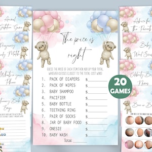 20 Gender Reveal Spiele, druckbare Gender Reveal Party Spiel Bundle, Baby-Dusche-Spiele, Gender Reveal Aktivitätsspiele, Gender Reveal Ideen