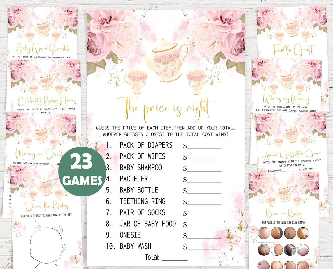 Tea Party Baby Shower Game,floral Baby Shower Bundle,tea Party Baby ...