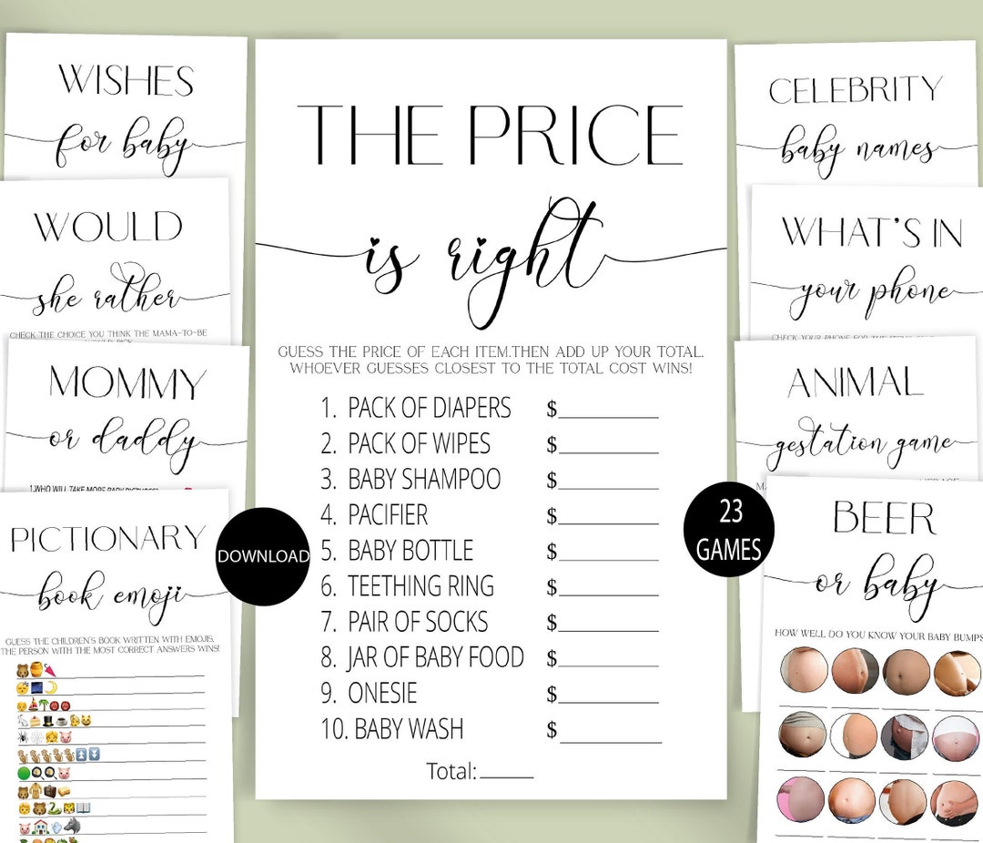 Minimalist Baby Shower Games,modern Baby Shower Game Bundle,printable
