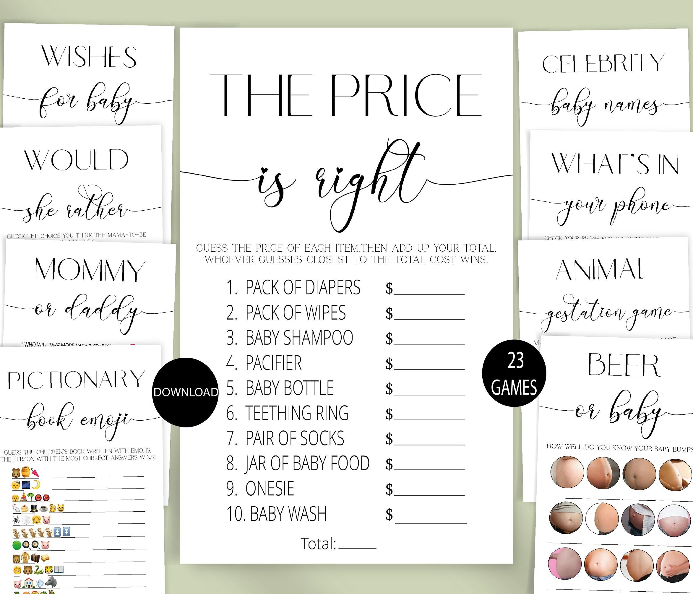 Minimalist Baby Shower Gamesmodern Baby Shower Game Etsy UK