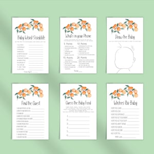 Little Cutie Baby Shower Game Bundle, Orange Baby Shower Game Pack,Neutral Game Bundle,The price is right,Would she rather,Baby Prediction image 4