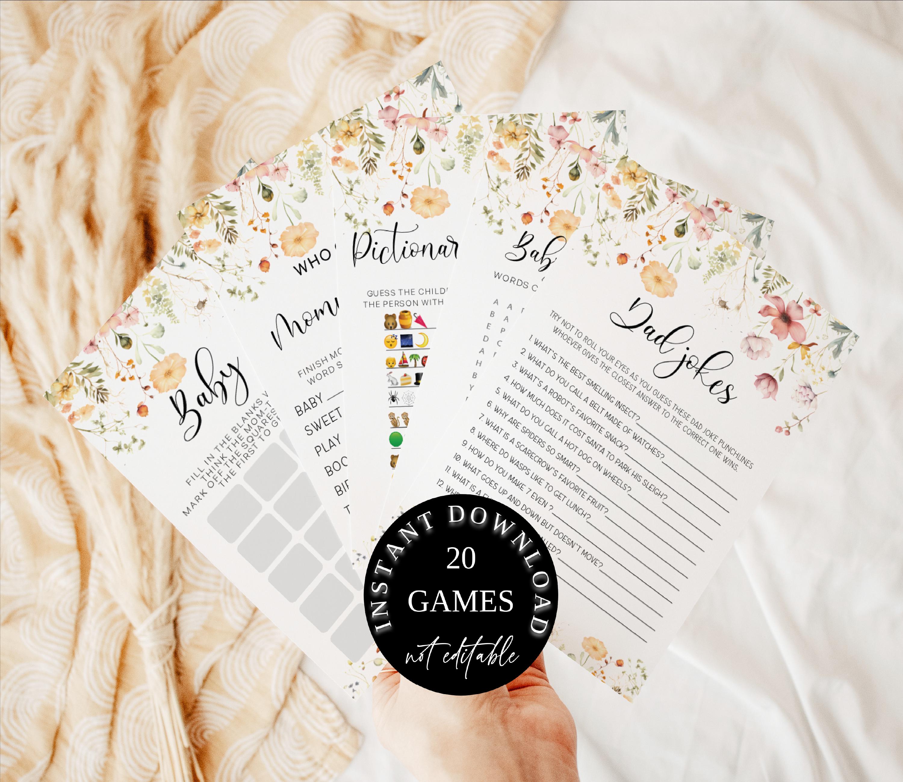 Baby in Bloom Baby Shower Games,Instant download Baby Shower Game Bundle,Wildflower Baby Shower Theme Bundle,Printable Games,Summer Shower