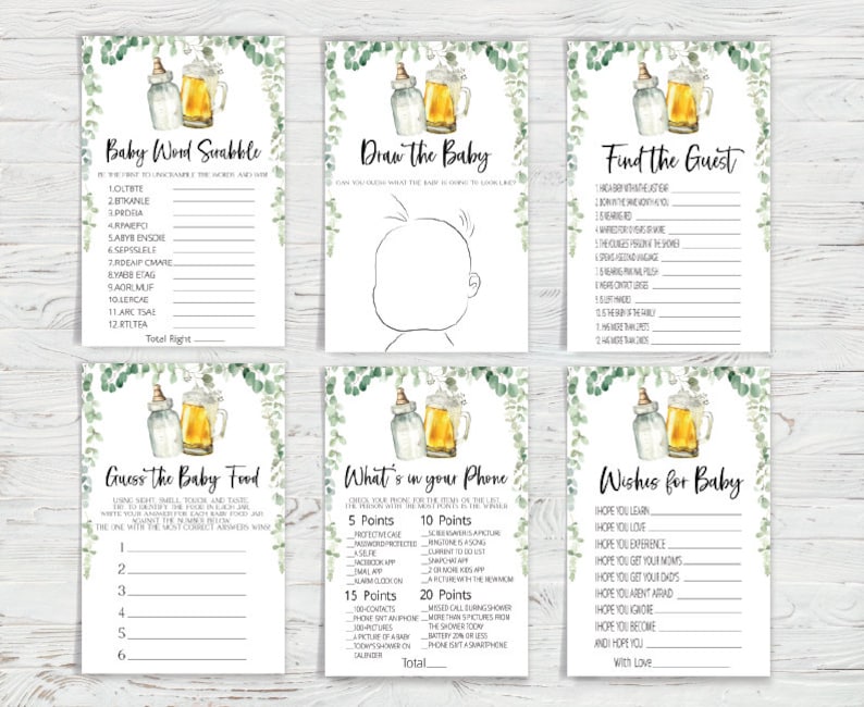 Funny Baby Shower Games A Baby is Brewing Baby Shower Game Etsy Canada