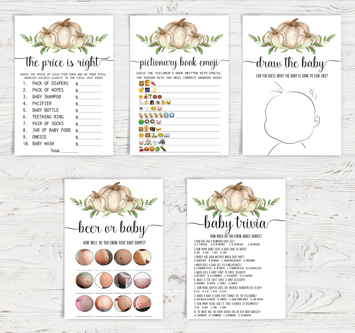 Pumpkin Baby Shower Gameprintable Baby Shower Game - Etsy
