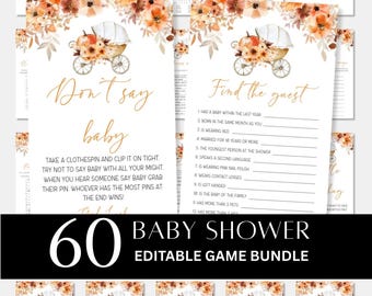 Pumpkin Baby Shower Games,A little Pumpkin is on the way Theme (Digital download)