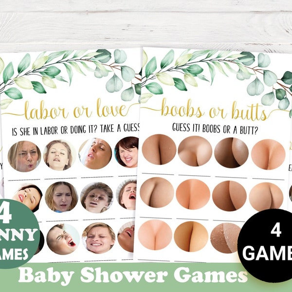 Funny Baby Shower,Eucalyptus Game Bundle,Baby Shower Games,Greenery Eucalyptus Baby Shower Package