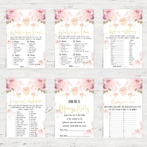 Tea Party Baby Shower Game,floral Baby Shower Bundle,tea Party Baby ...
