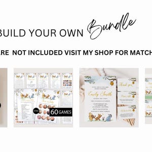 May include: A Winnie the Pooh themed baby shower printable bundle with a welcome sign, games, invitations, and table signs. The bundle includes 60 games and 16 editable signs.