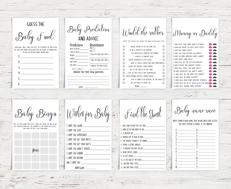Modern Baby Shower Gamesminimalist Baby Shower Game Bundle23 Etsy