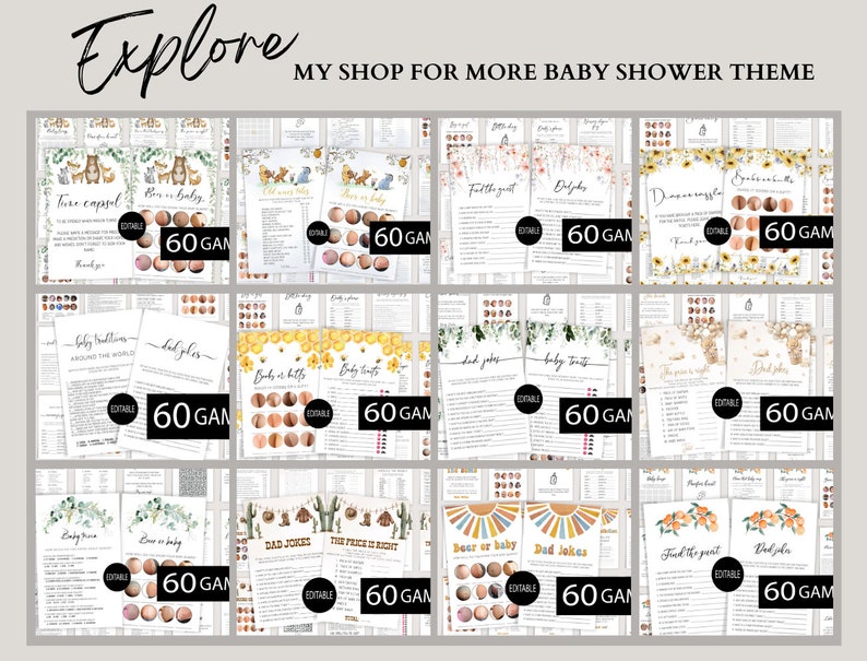 Little Cutie Baby Shower Game Bundle, Orange Baby Shower Game Pack,Neutral Game Bundle,The price is right,Would she rather,Baby Prediction image 8