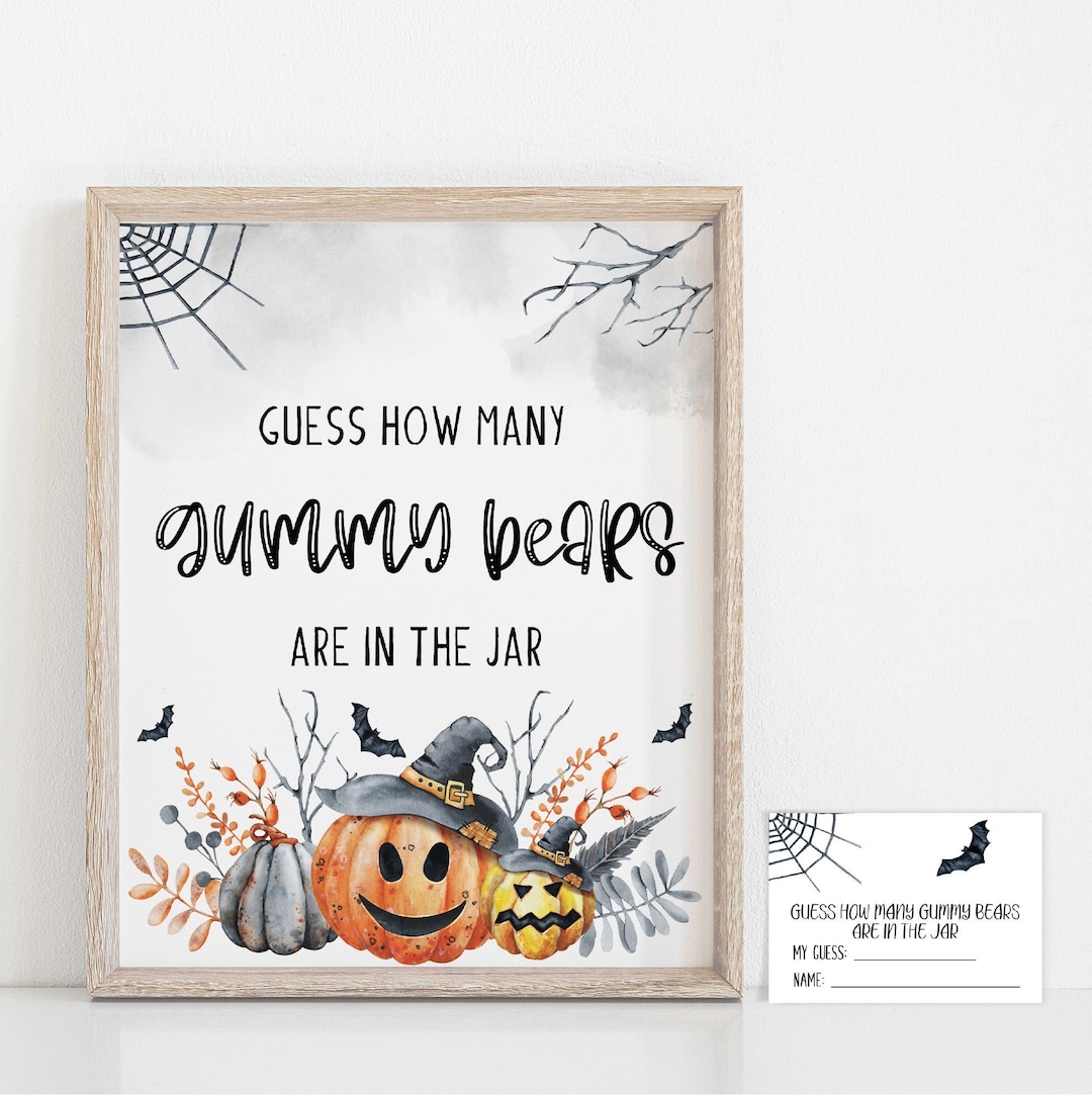 Guess How Many Gummy Bears Game Halloween Baby Shower Game Orange ...